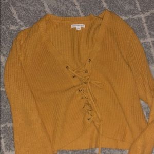 long sleeve aeropostale tie up sweater